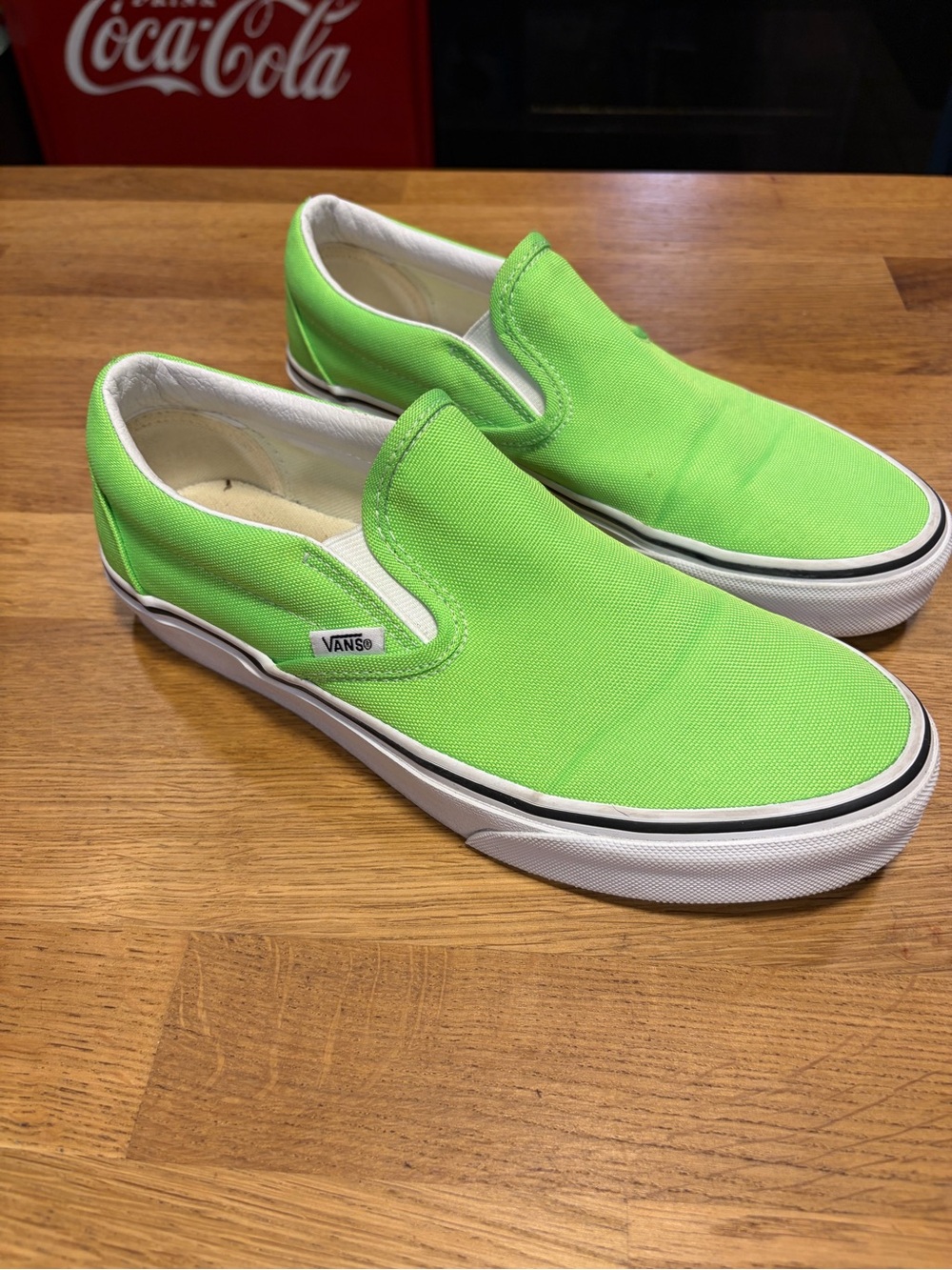 Vans Slip-On Canvas Shoes in Neon Lime Green